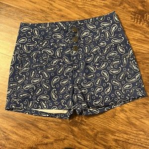 Wallflower blue bandana print high waisted shorts, size 5